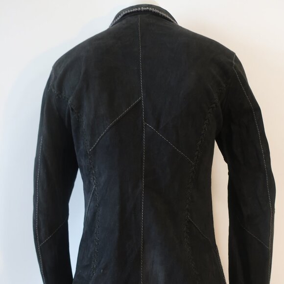 Womens Gitmo's Black Snap Button Suede Shacket Shirt Jacket 42 US/S - Picture 8 of 16